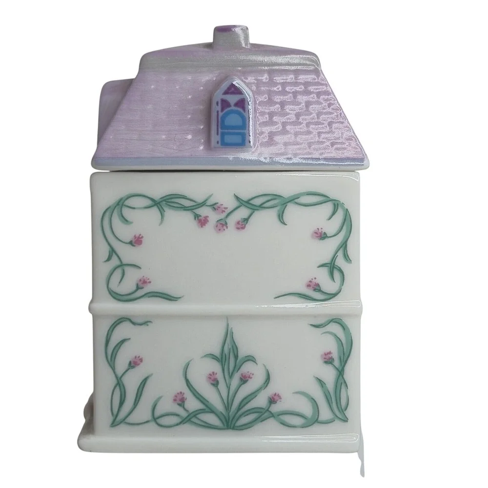 Lenox Spice Village Chive Porcelain House Jar 1989 Vintage Victorian Cottage
